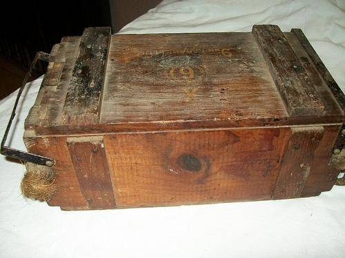 Antique Wood and Metal Ammo Case