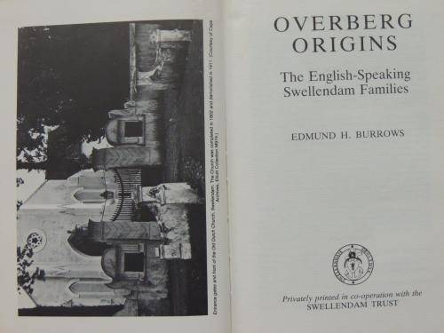 Overberg origins: The English-speaking Swellendam families by Edmund H Burrows