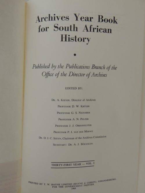 Argief Jaarboek vir S. A. Geskiedenis/Archives Year Book for S. A. History: 1968/1: