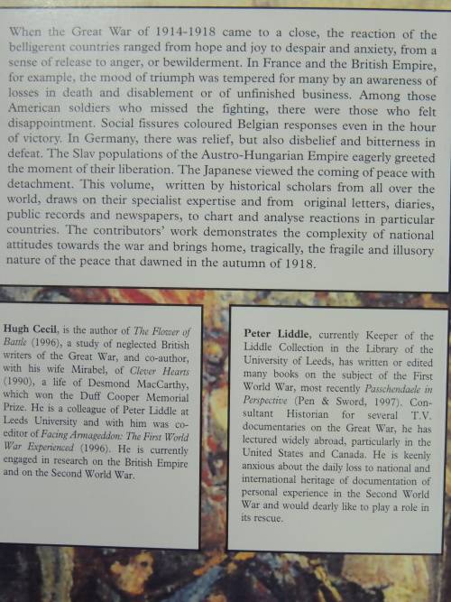 At the Eleventh Hour Reflections, Hopes and Anxieties at the Closing of the Great War 1918 - H Cecil