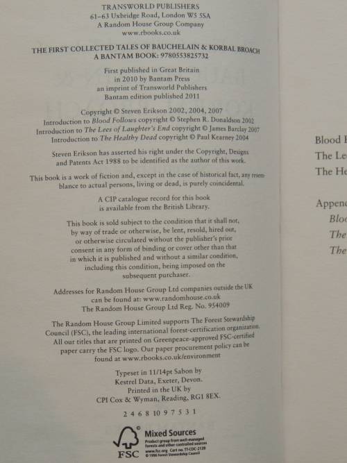 First Collected Tales Bauchelain and Korbal Broach - 3 Short Novels of the Malazan Empire - Erikson