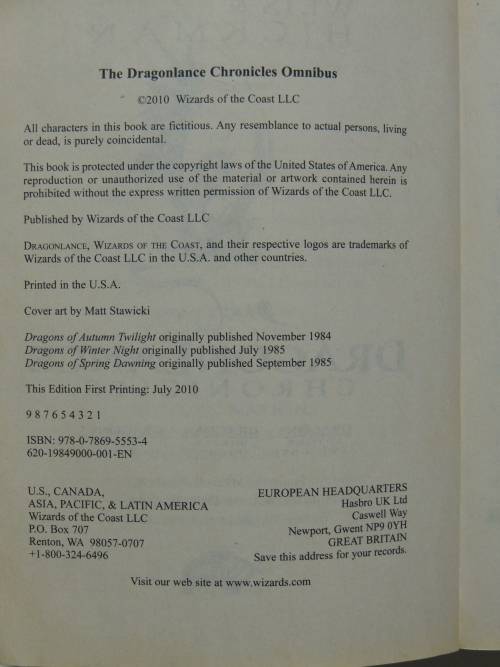 Dragonlance Chronicles, Autumn Twilight, Winter Night, Spring Dawning -Margaret Weiss, Tracy Hickman
