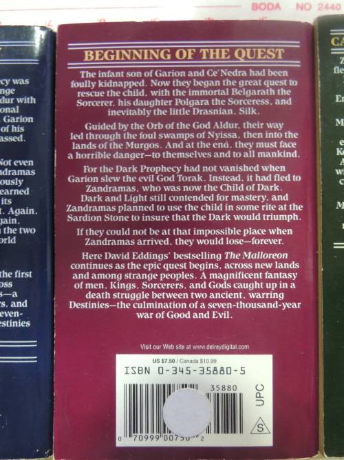 The Malloreon 5Vol`s -Guardians West, King Murgos, Demon Lord K,Sorceress D,Seeress K -David Eddings