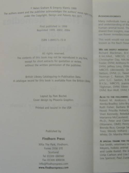 Bach Flower Remedies for Animals - Helen Graham, Gregory Vlamis