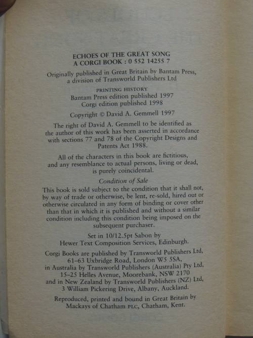 Echoes of the Great Song - David Gemmel