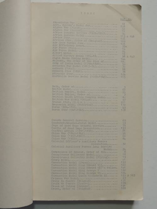 South African National War Museum - Medal Catalogue, 1959Catalogue of Military Orders, Decorations