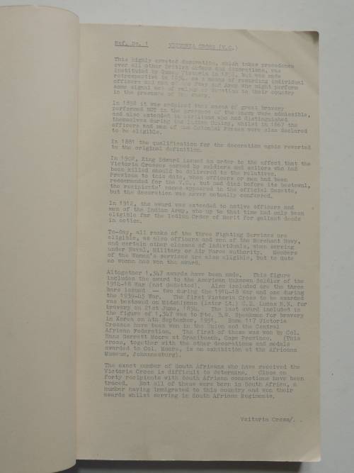 South African National War Museum - Medal Catalogue, 1959Catalogue of Military Orders, Decorations
