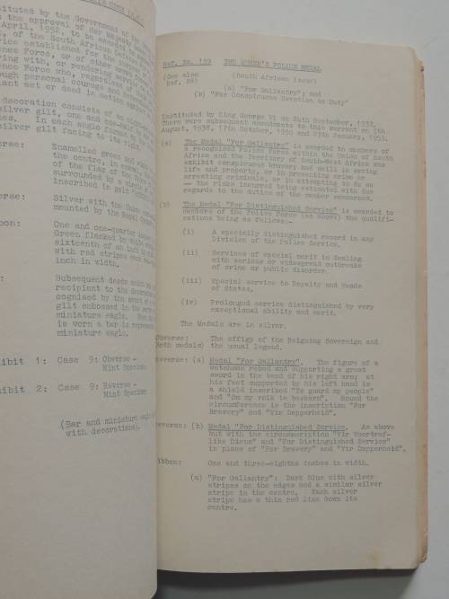South African National War Museum - Medal Catalogue, 1959Catalogue of Military Orders, Decorations