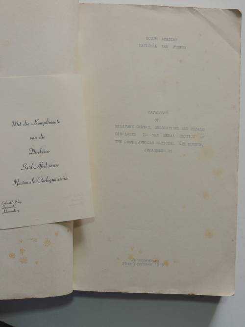 South African National War Museum - Medal Catalogue, 1959Catalogue of Military Orders, Decorations
