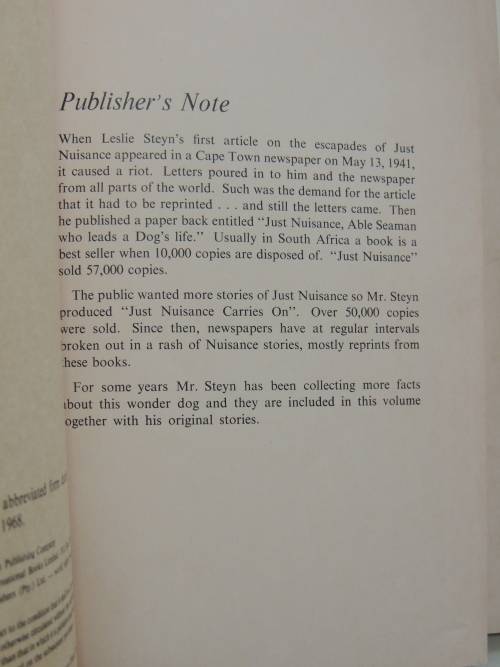 Just Nuisance - True Story of an Able Seaman Who Led a Dog`s Life - Leslie M Steyn