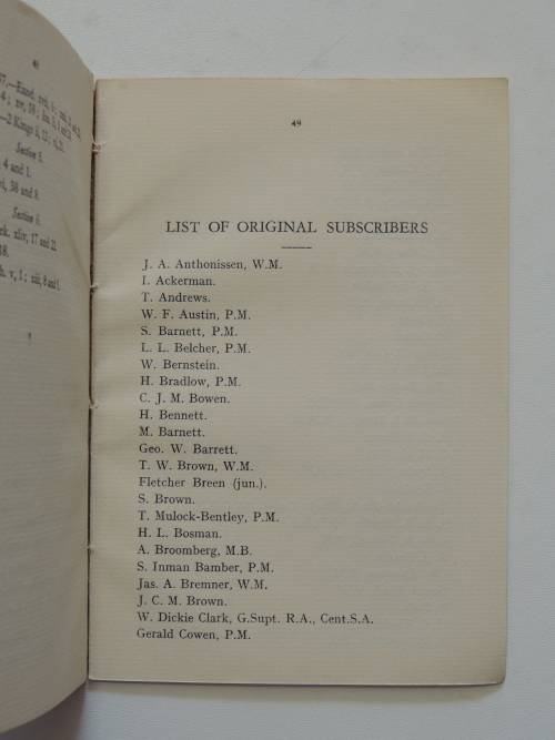 The Cipher Of The Tracing Board Of The M.M. Degree - Rev. J. Slomovitz