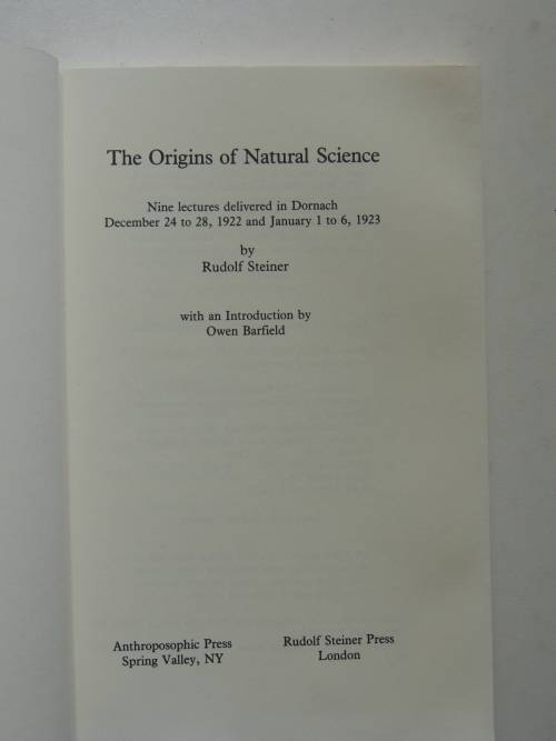 The Origins of Natural Science, Lectures 1922-23 - Rudolf Steiner