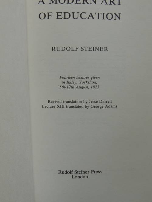 A Modern Art of Education, Lectures 1923 - Rudolf Steiner