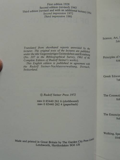 A Modern Art of Education, Lectures 1923 - Rudolf Steiner