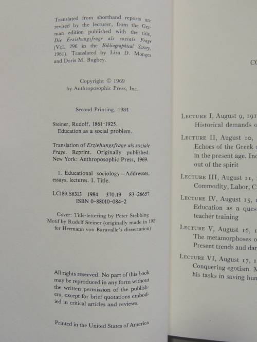 Education as a Social Problem, Lectures 1919 - Rudolf Steiner