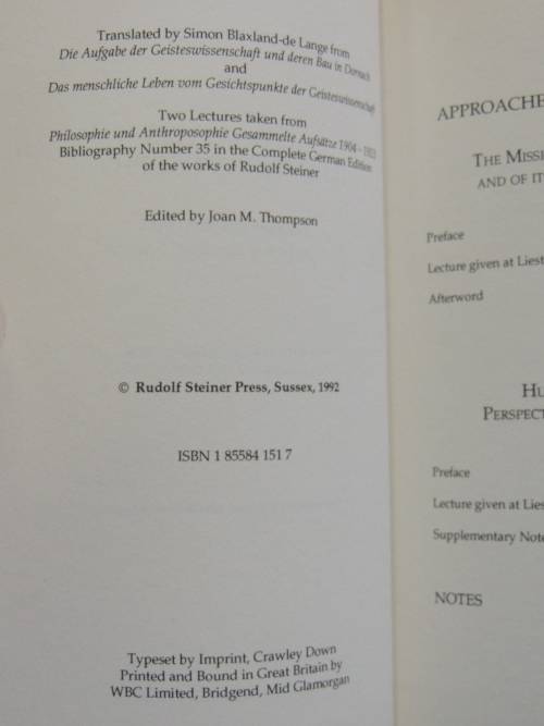 Approaches to Anthroposophy,Human Life from thePerspective of Spiritual Science,1916 -Rudolf Steiner