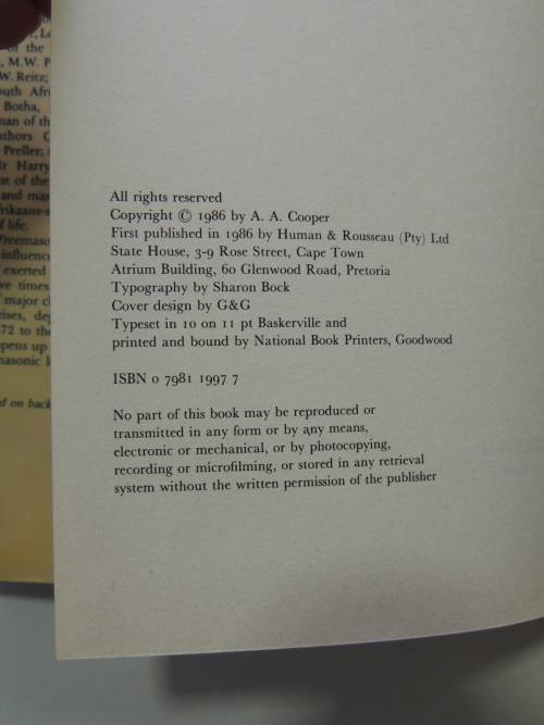 The Freemasons of South Africa- Dr AA Cooper