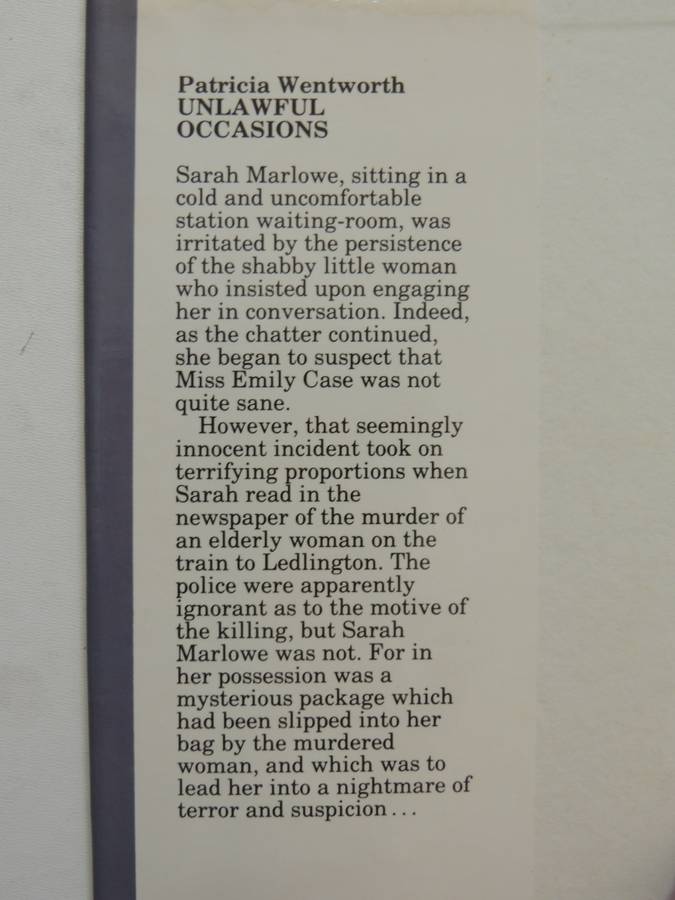 Unlawful Occasions - Patricia Wentworth 1991