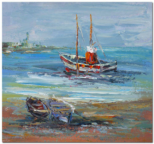 Signed Hand Painted Oil Painting by Wu Lei (38 x 38cm)