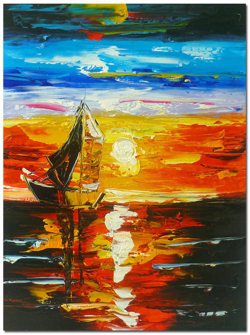 Signed Hand Painted Oil Painting by Wu Lei (32 x 42.5cm)