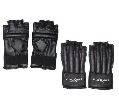 Maxed Contact Padded Fingerless Leather MMA Men's Punching, Boxing, Grappling Gloves