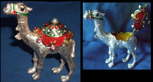Beautiful Silver Camel ornament with colourful secret Hump (with secret compartment)