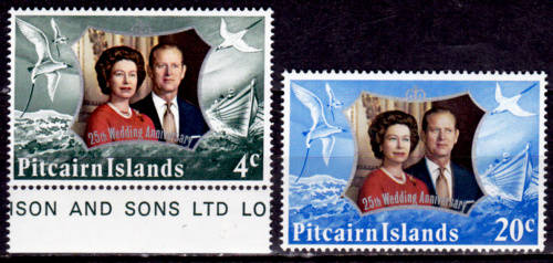 PITCAIRN ISLANDS 1972, 20 Nov. 25th Royal Wedding Anniv-French, set, MNH, CV +/-R 50.00 view scans