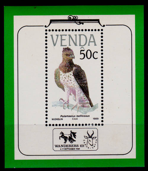 VENDA 1989, 27 June. ENDANGERED BIRDS, minisheet, MNH, CV R 55.00 view scans