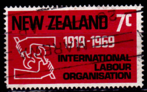 NEW ZEALAND 1969, 11 Feb. 50th ANNIV INTL LABOUR ORG, single, UH, CV +/-R 10.00, view scans