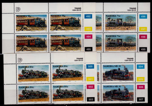 NAMIBIA 1994, 5 August. STEAM LOCOMOTIVES, set controls, MNH, CV R 102.00 view scans