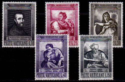 VATICAN CITY 1964, 16 June. MICHELANGELO, set, MNH, CV +/- R 30.00 view scans