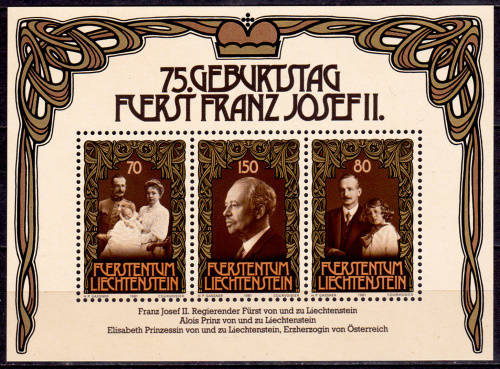LIECHTENSTEIN 1981, 9 June. 75th ANNIV BIRTH PRINCE F JOSEPH II, m/s, MNH, CV +/-R 60.00 view scans