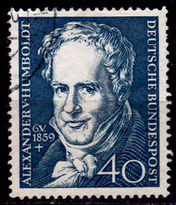 GERMANY 1959, 6 May. 100th ANNIV DEATH A VON HUMBOLDT, single, UH, CV +/-R 30.00 view scans