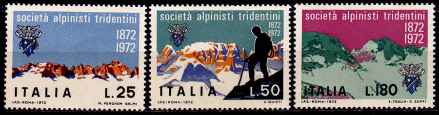 ITALY 1972, 2 Sept. 100th ANNIV TRIDENTINE ALPINIST SOCIETY, set, MNH, CV +/-R 20.00 view scans