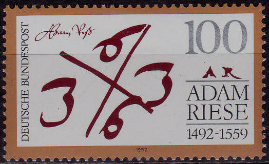 GERMANY 1992, 7 May. 500th ANNIV BIRTH ADAM RIESE, single, MNH, CV+/- R 30.00 view scans