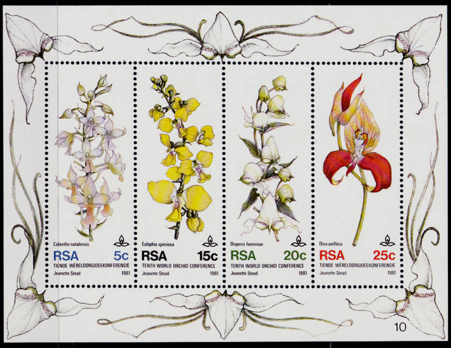 RSA 1981, 11 Sept. 10th WORLD ORCHID CONFERENCE, minisheet, MNH, CV R 10.00, view scans