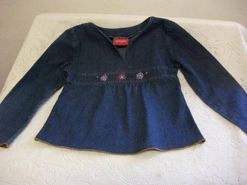 Girls 100% Cotton Denim Look Long Sleeve Top 6Years