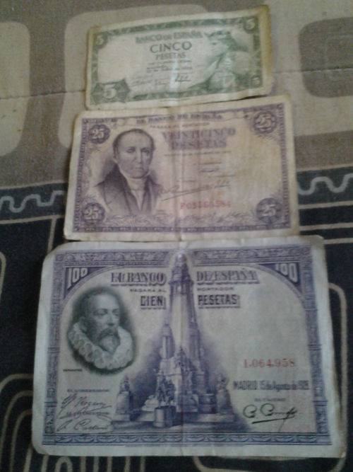 3 Spain Peseta Bank Notes