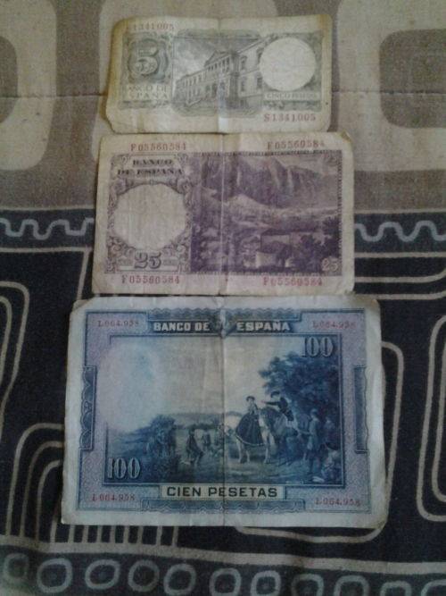 3 Spain Peseta Bank Notes