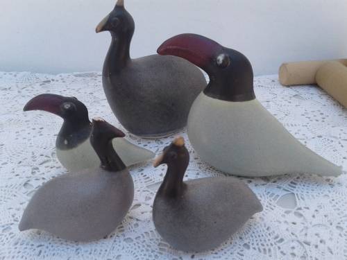 5 Ceramic bird ornaments