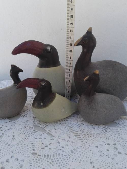 5 Ceramic bird ornaments
