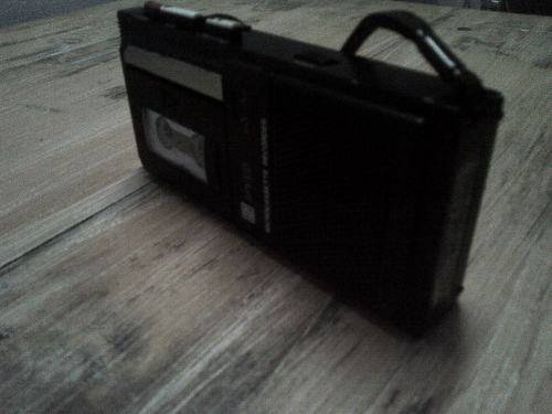 Vintage SANYO micro casette recorder with cassette and in working order