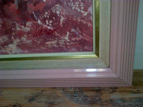 Large original Clown oil painting by Moninet, "Lister". Professional frame.