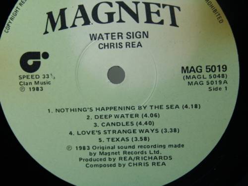 Cris Rea - Water Sign -  LP and Cover - 1983 .