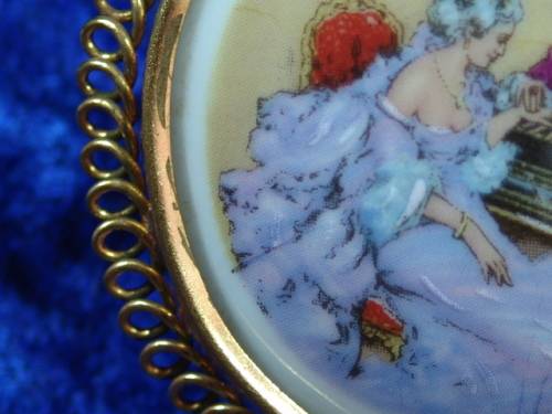 Vintage miniature porcelain and brass Limoges collectables - hand painted