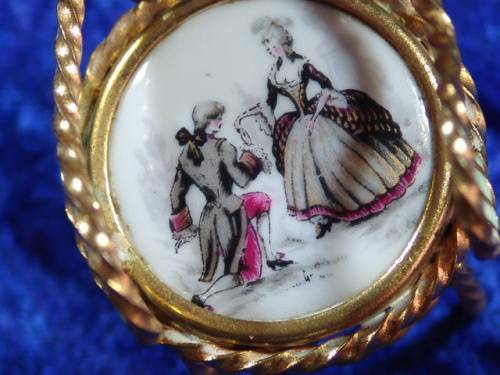 Vintage miniature porcelain and brass Limoges collectables - hand painted