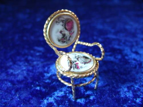 Vintage miniature porcelain and brass Limoges collectables - hand painted