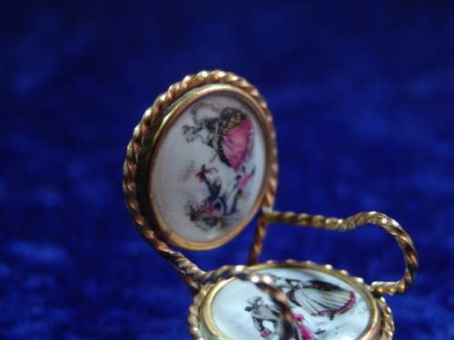 Vintage miniature porcelain and brass Limoges collectables - hand painted