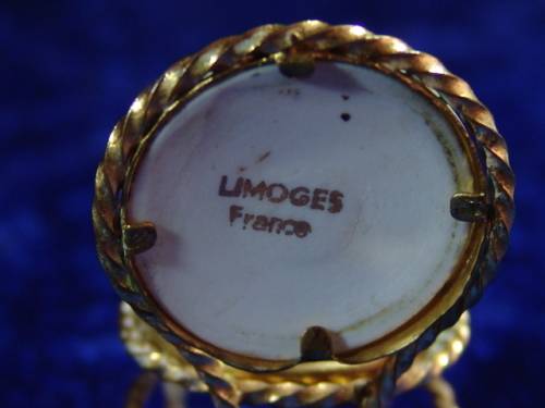 Vintage miniature porcelain and brass Limoges collectables - hand painted
