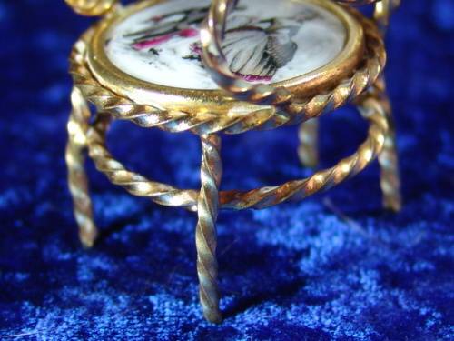 Vintage miniature porcelain and brass Limoges collectables - hand painted